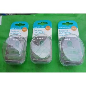 Nanobebe Extra Soft Silicone Nipples Y-Cut 6m+ Lot of 3 Packs 6 Nipples Total
